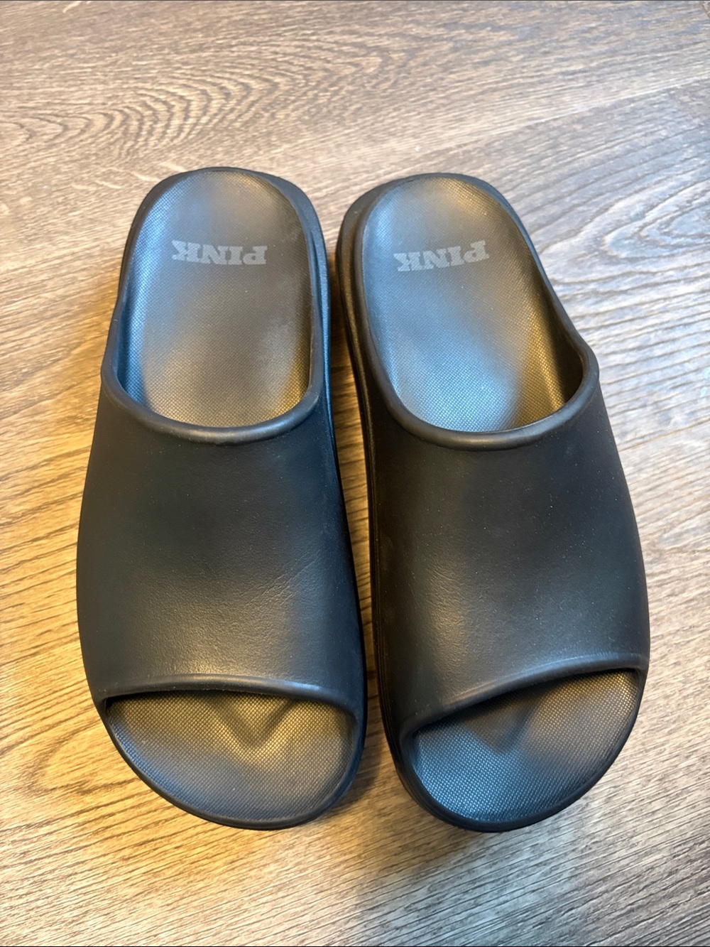 PINK Victoria's Secret Black Slide Sandals